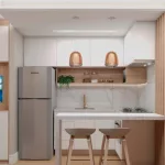 Cocina moderna pequeña de color blanco